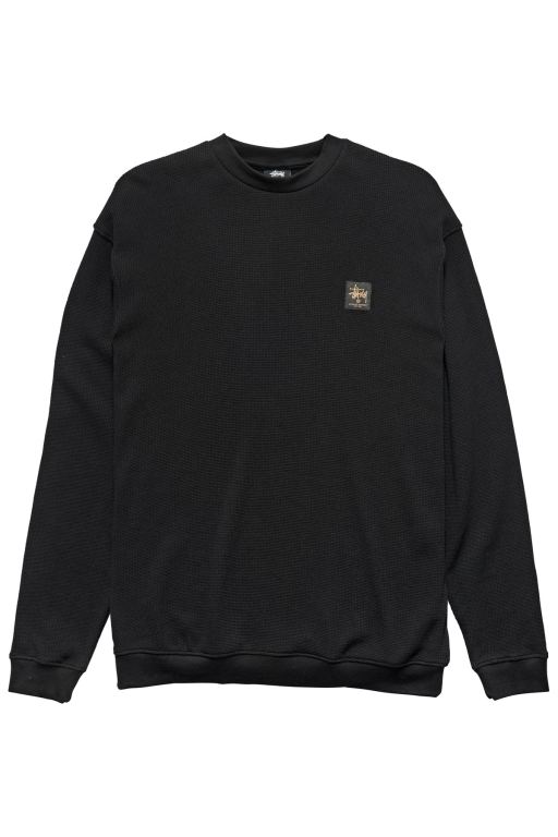 Stussy Mens Workwear Waffle Crew Sweaters Black - OTJAV8604